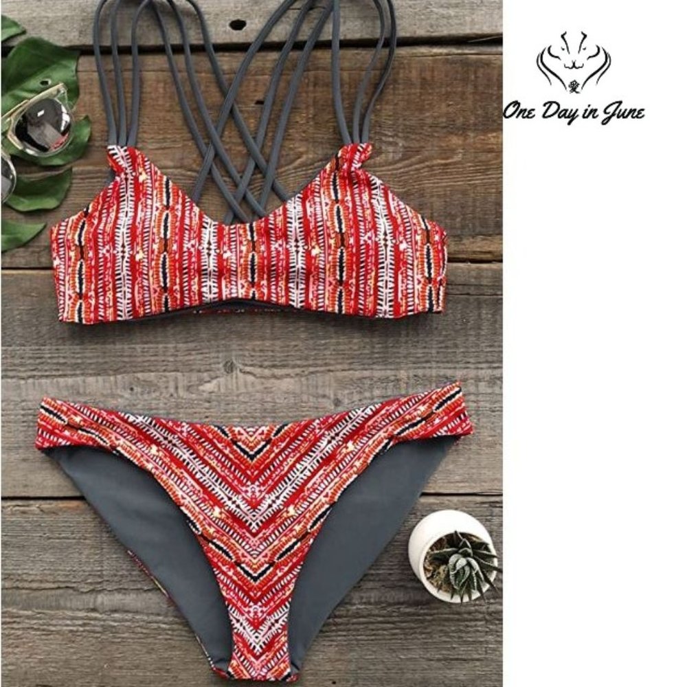 Reversible Design Strappy Cross Back Bikini
